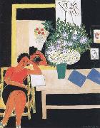 Henri Matisse Reader on a Black Background(The Pink Table) (mk35) oil painting reproduction